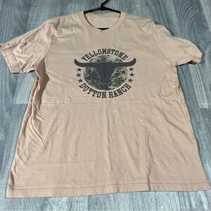 No Brand Pink Beige Graphic T-Shirt; L/XL